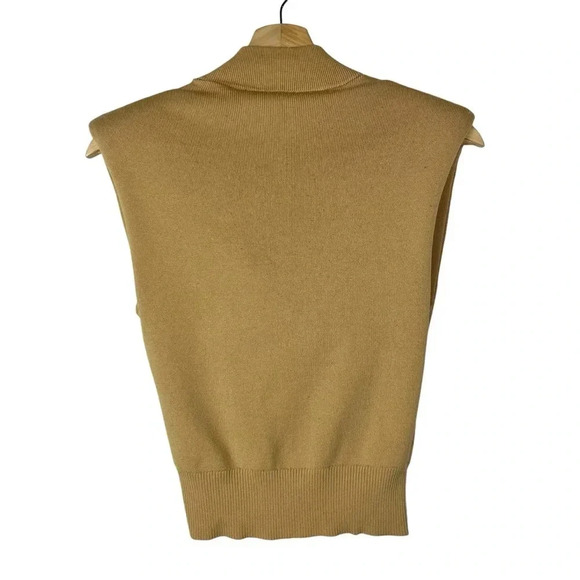 Express Camel Brown Cowl Drape Neck Sleeveless Cropped Sweater XXS - Picture 2 of 5